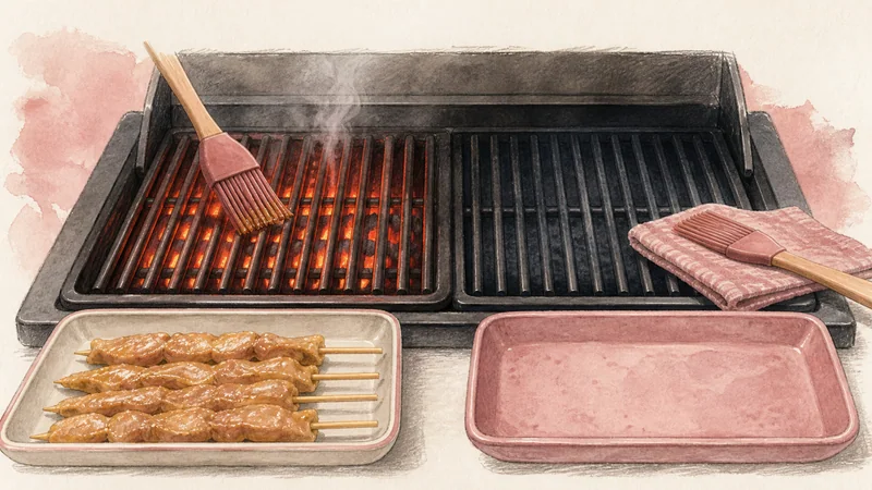 Thai Pork Satay, step 7: Preheat two grill zones.