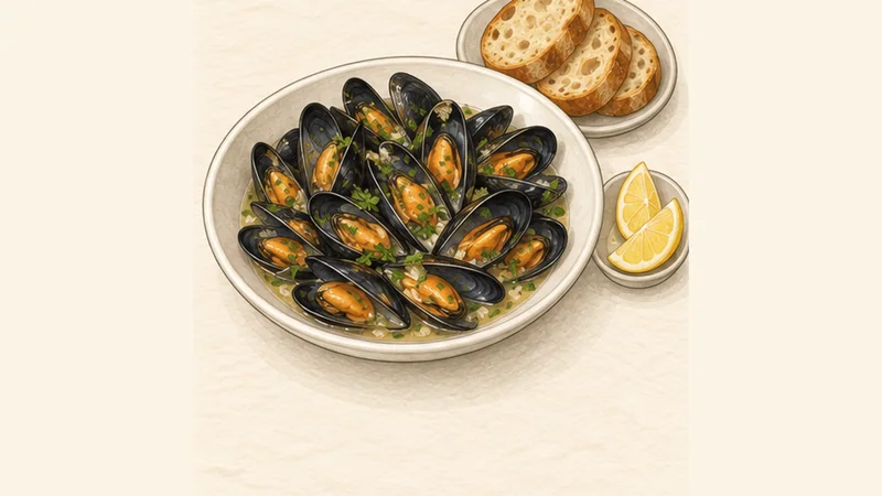 Moules Marinières, step 5: Serve with the cooking broth.