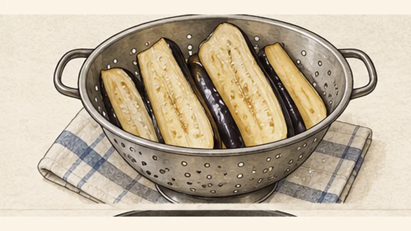 Moussaka, step 1: Salt the eggplant.