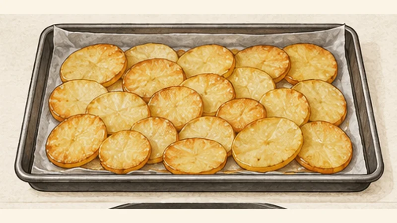 Moussaka, step 2: Roast the potatoes.