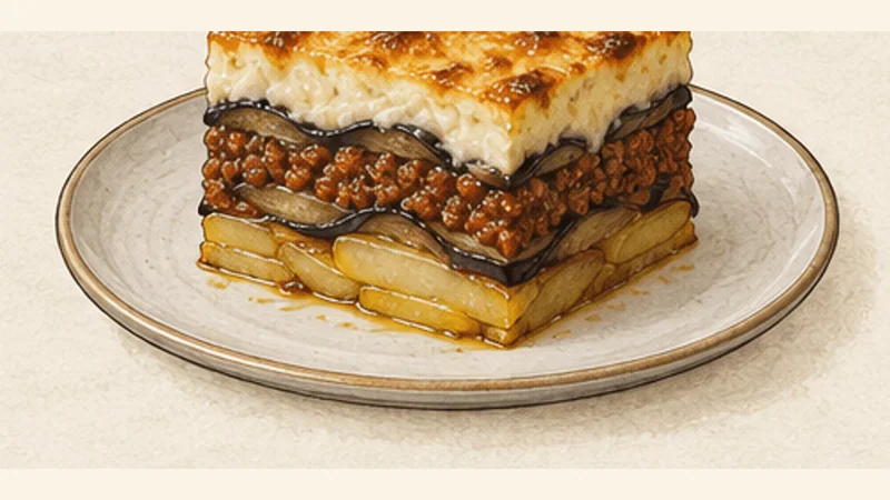Moussaka, step 12: Rest before slicing.