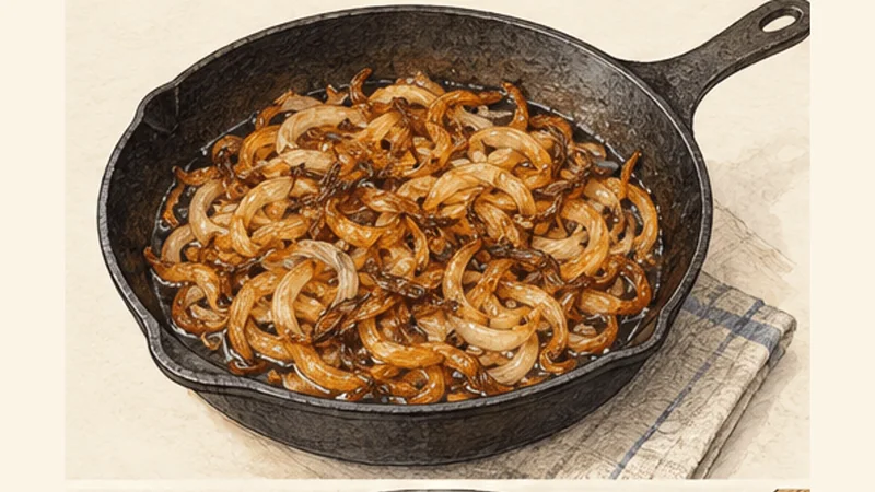 Lebanese Mujadara with Crispy Onions, step 2: Caramelize the onions slowly.