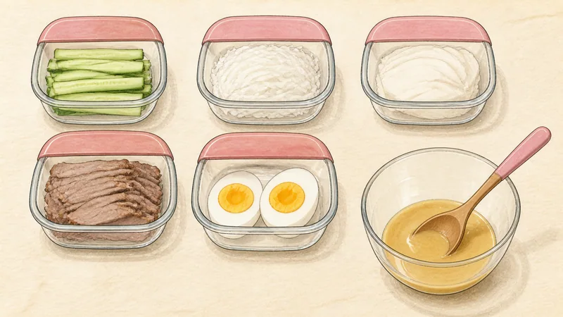 Mul naengmyeon, step 10: Prepare cold garnishes.