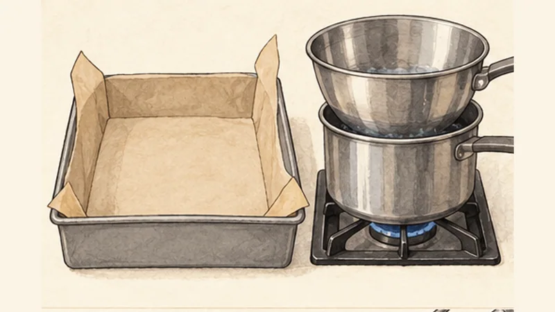 Nanaimo Bars, step 1: Prepare the pan.