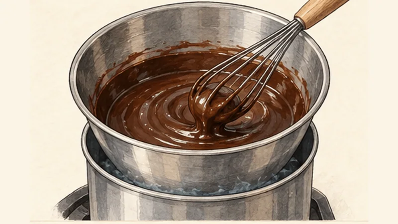 Nanaimo Bars, step 2: Cook the cocoa base.