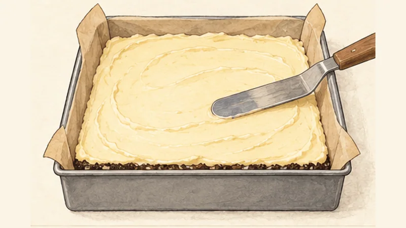 Nanaimo Bars, step 5: Spread and chill the middle layer.