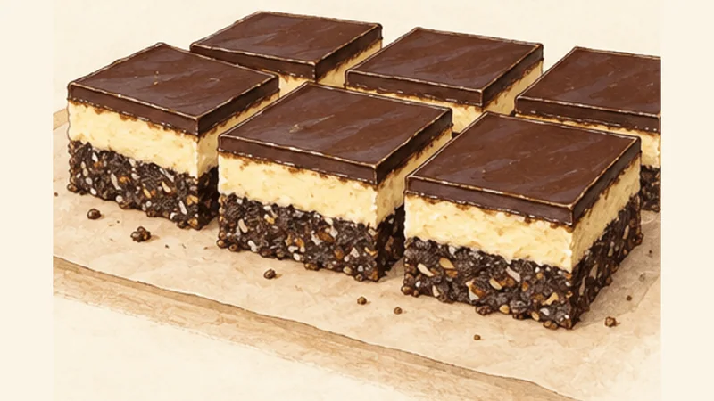 Nanaimo Bars, step 7: Chill, score and slice.
