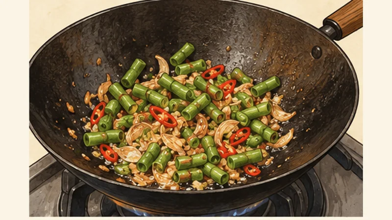 Nasi Goreng, step 3: Cook the vegetables.