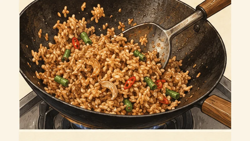 Nasi Goreng, step 4: Season and fry the rice.