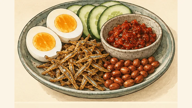 Nasi Lemak, step 5: Cook the eggs and cucumber.