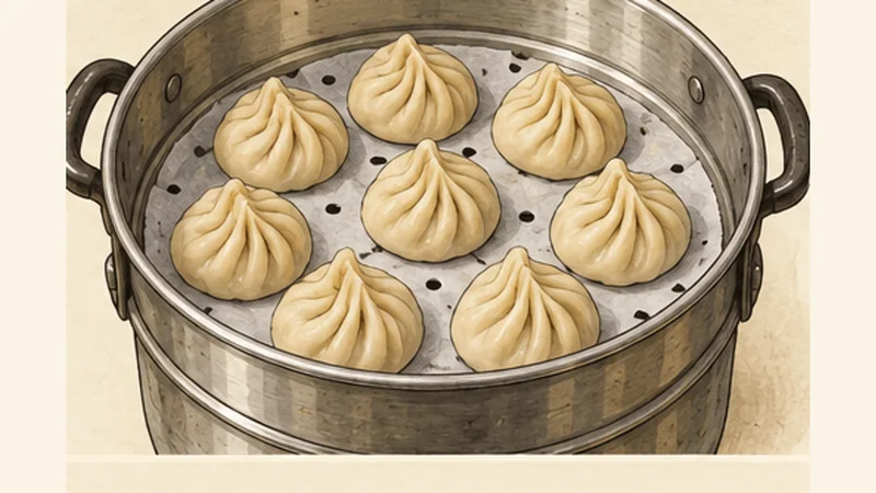 Nepali Chicken Momo, step 5: Fill and pleat the momos.