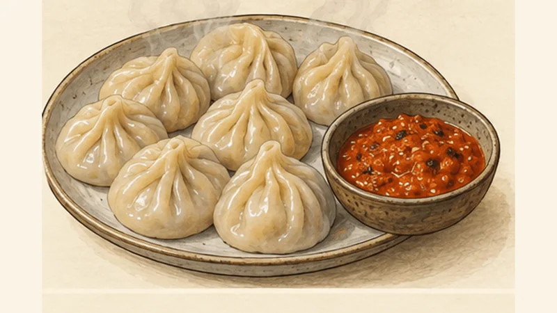 Nepali Chicken Momo, step 6: Steam until cooked through.