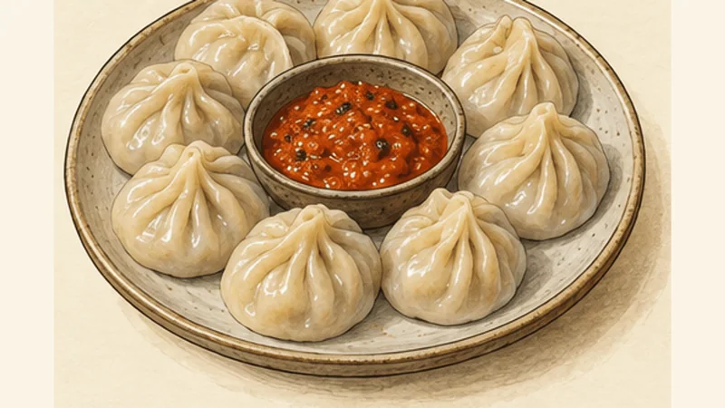 Nepali Chicken Momo, step 7: Serve hot with achar.