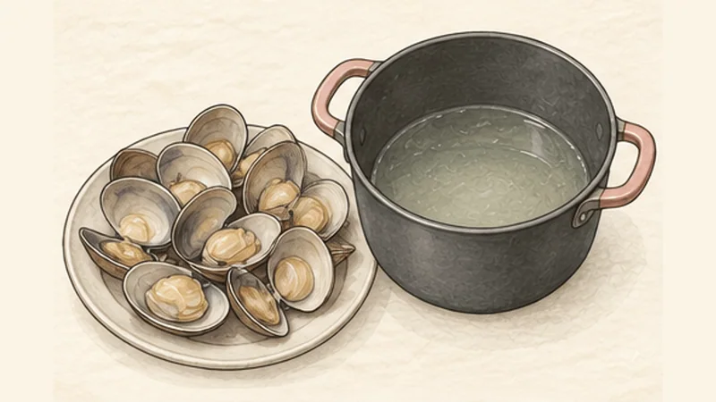New England Clam Chowder, step 1: Steam the clams open.