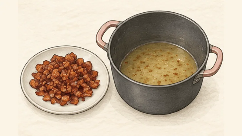 New England Clam Chowder, step 3: Render the bacon.