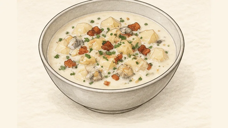 New England Clam Chowder, step 9: Season and serve.