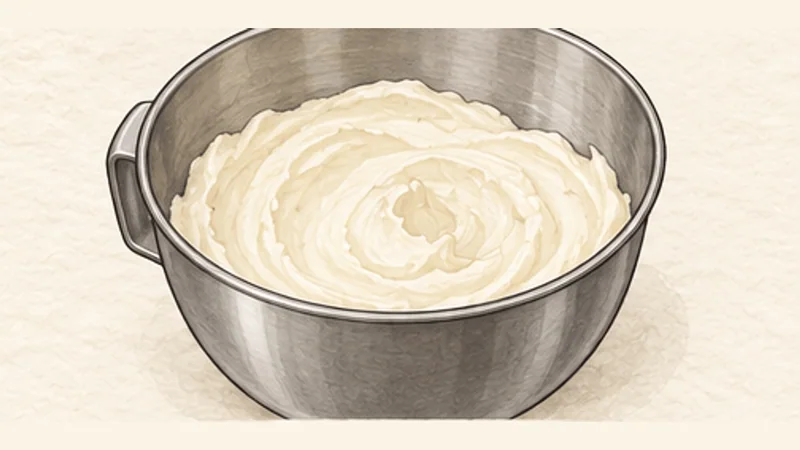 New York Cheesecake, step 4: Smooth the cream cheese.