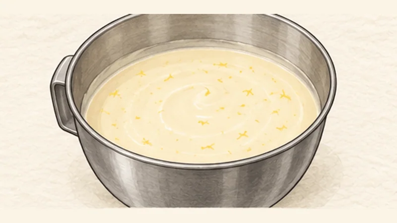 New York Cheesecake, step 6: Blend in sour cream and flavouring.
