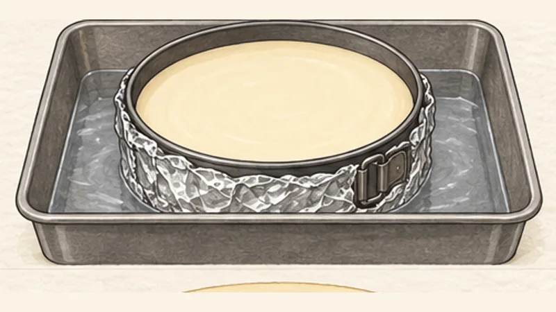 New York Cheesecake, step 9: Set up the water bath.