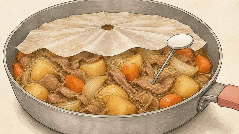 Pork nikujaga, step 6: Sweeten and simmer.