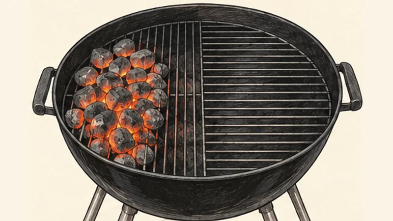 Kenyan Nyama Choma with Kachumbari, step 2: Build a two-zone charcoal fire.