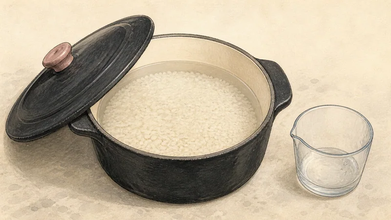 Plain salted nori onigiri, step 1: Rinse and soak the rice.