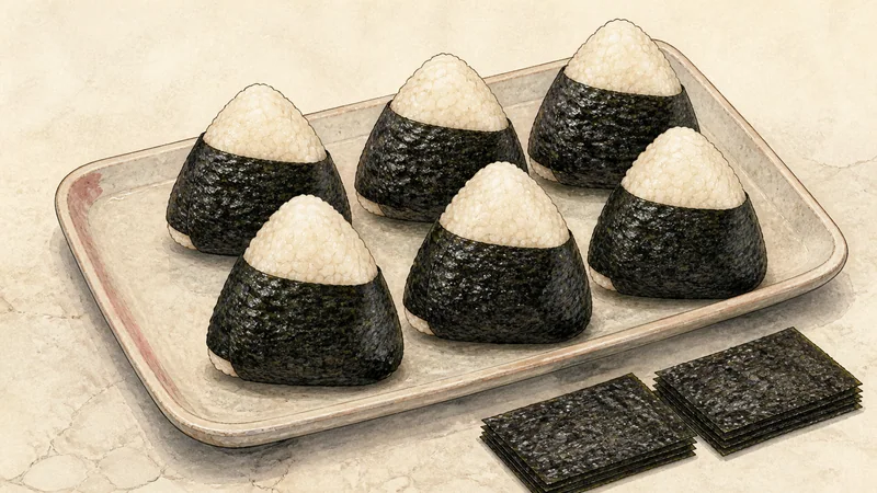 Plain salted nori onigiri, step 5: Wrap with nori and serve.