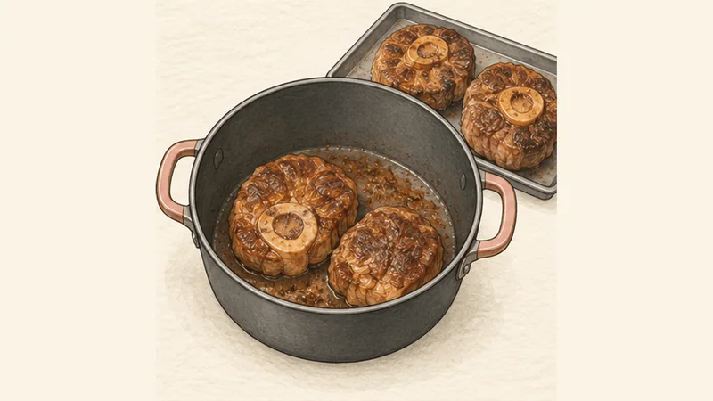 Ossobuco alla Milanese, step 2: Brown the shanks.