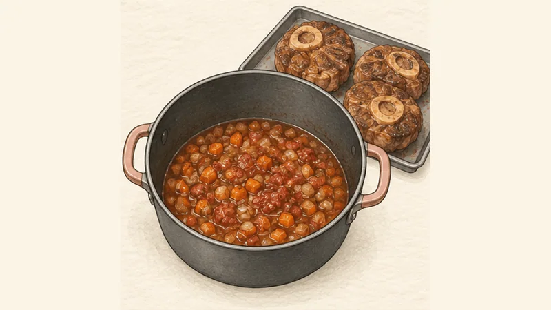 Ossobuco alla Milanese, step 3: Build the braising base.