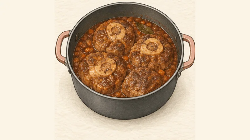 Ossobuco alla Milanese, step 4: Braise until tender.