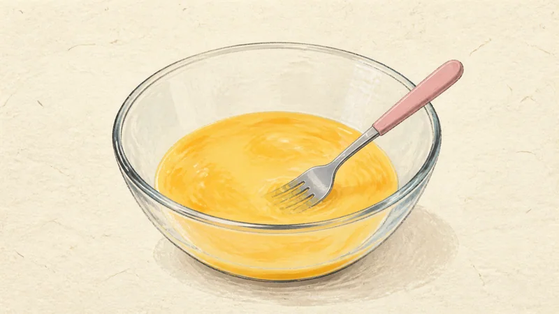 Oyakodon (chicken and egg bowl), step 3: Beat the eggs.