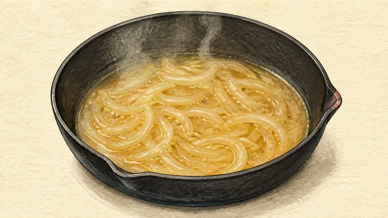 Oyakodon (chicken and egg bowl), step 4: Simmer the onion.