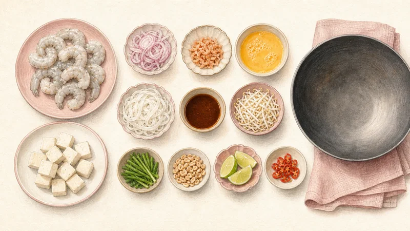 Shrimp Pad Thai, step 3: Prepare one cooking station.