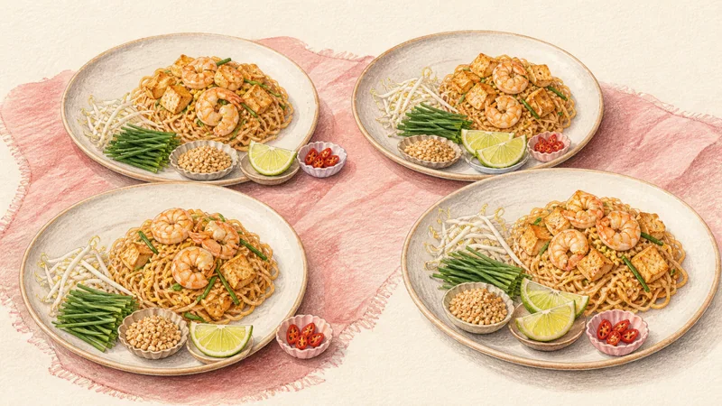 Shrimp Pad Thai, step 9: Plate with fresh garnishes.