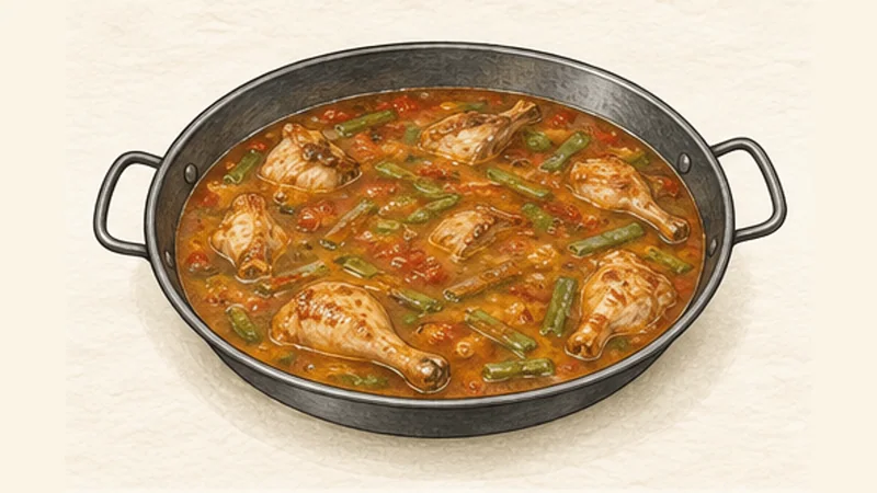 Paella Valenciana, step 3: Build the broth.