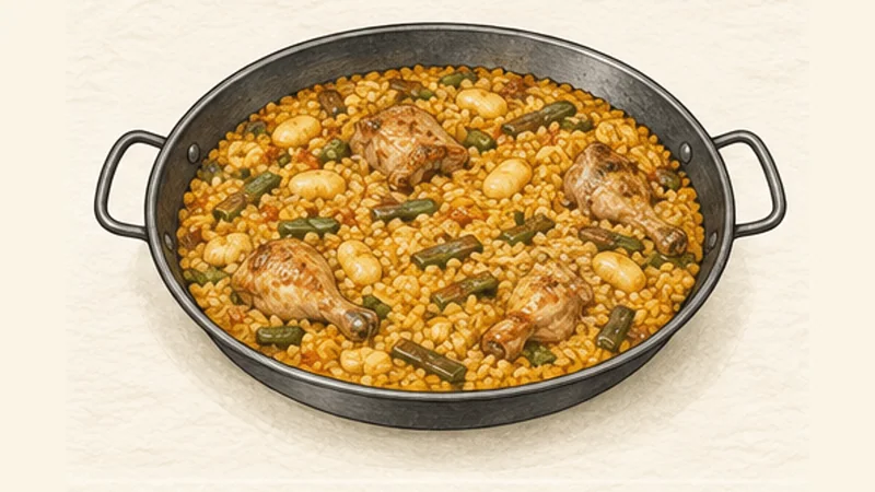 Paella Valenciana, step 6: Finish over lower heat.
