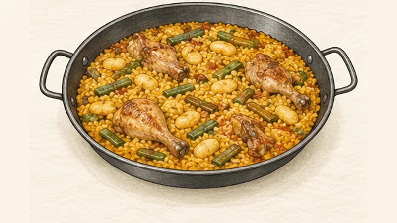 Paella Valenciana, step 7: Rest before serving.