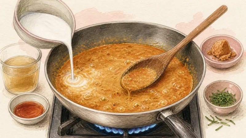 Beef Panang Curry, step 4: Build a reduced curry sauce.