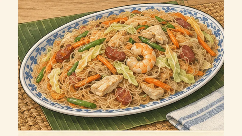 Pancit Bihon Guisado, step 6: Finish and serve.
