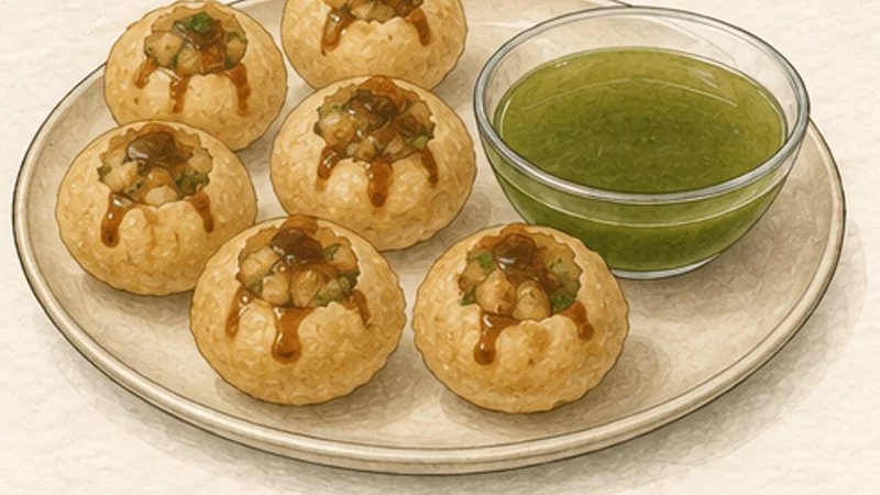 Pani Puri, step 8: Fill only at the table.