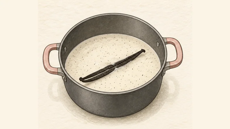Vanilla Panna Cotta, step 2: Infuse the cream.