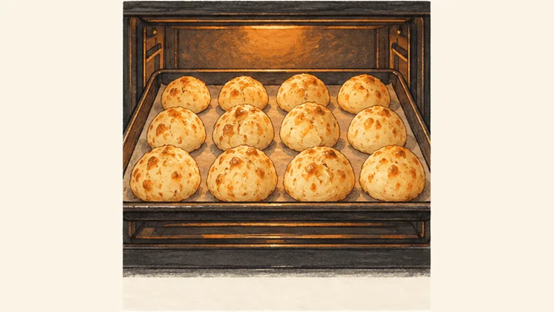 Pão de Queijo, step 5: Bake until freckled.