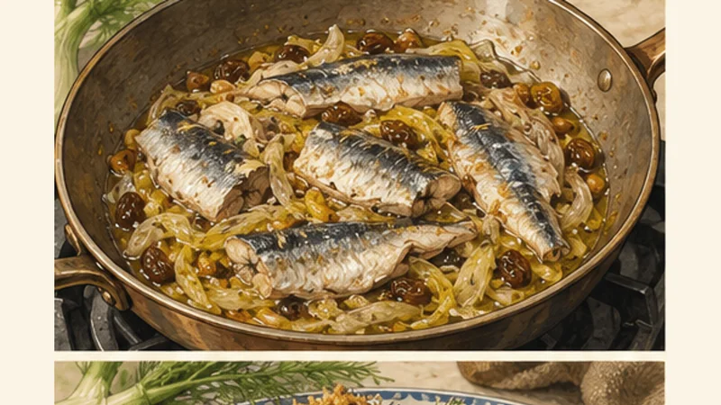Palermitan Pasta con le Sarde, step 4: Cook the sardines gently.