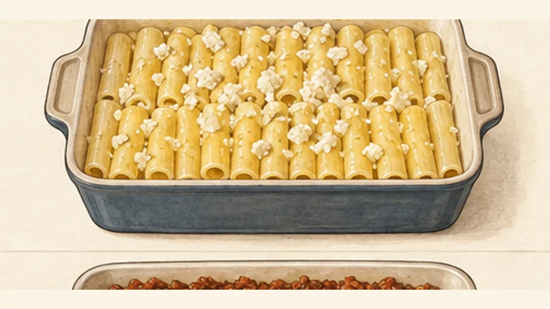 Pastitsio, step 5: Bind the pasta base.