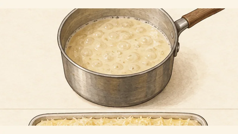 Pastitsio, step 6: Cook the béchamel roux.