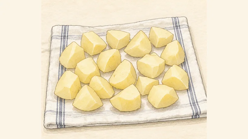 Patatas Bravas, step 3: Rinse and dry the potatoes.
