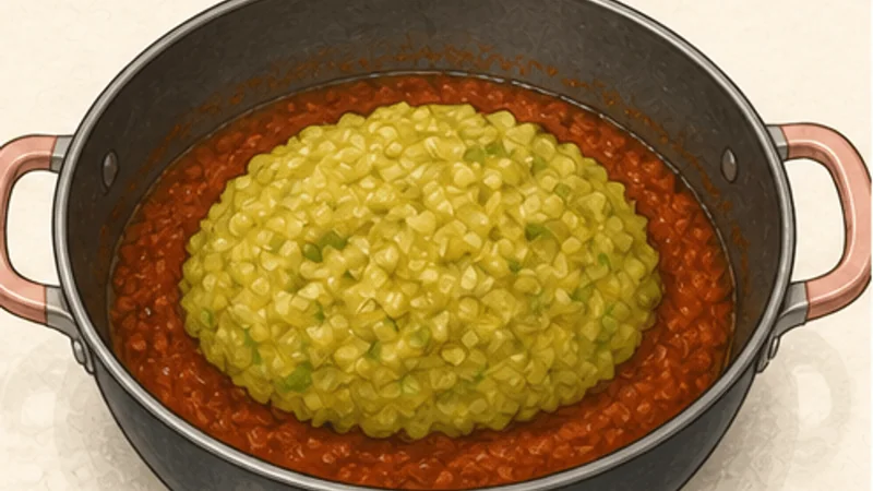 Mumbai Pav Bhaji, step 5: Mash vegetables into the masala.