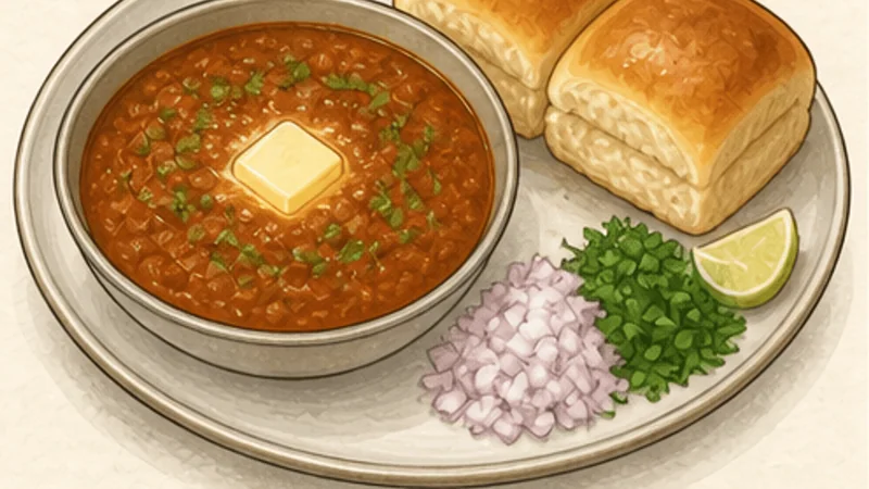 Mumbai Pav Bhaji, step 7: Toast pav and plate.