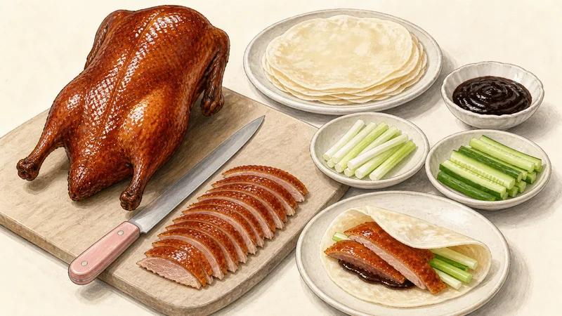 Home-style Peking duck with Mandarin pancakes, step 8: Rest, carve, and wrap.