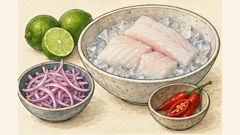 Peruvian Fish Ceviche, step 2: Keep the fish chilled.